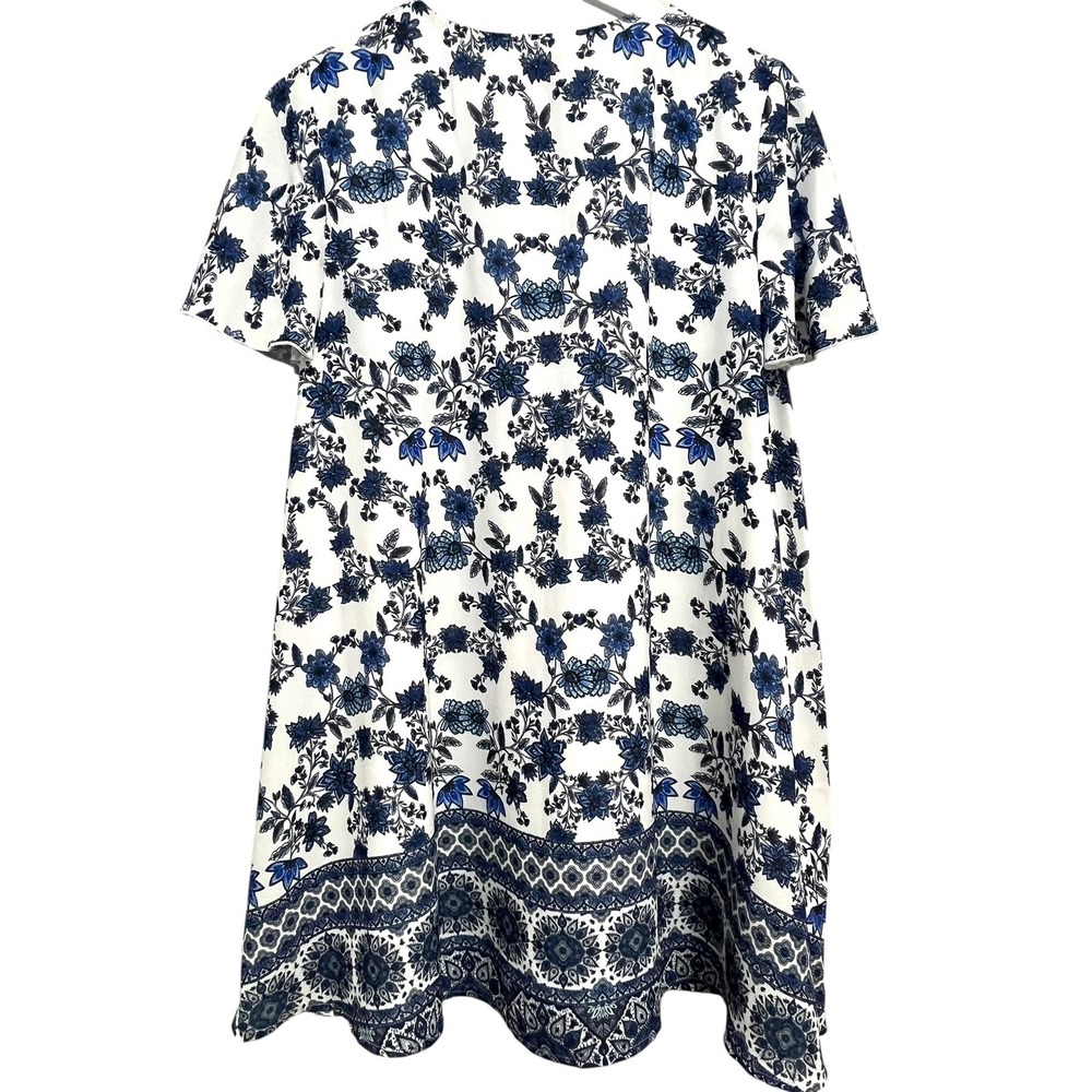 Show Me Your Mumu Dress Womens Medium White Blue Floral Lace Up Flutter Sleeve - Picture 9 of 9